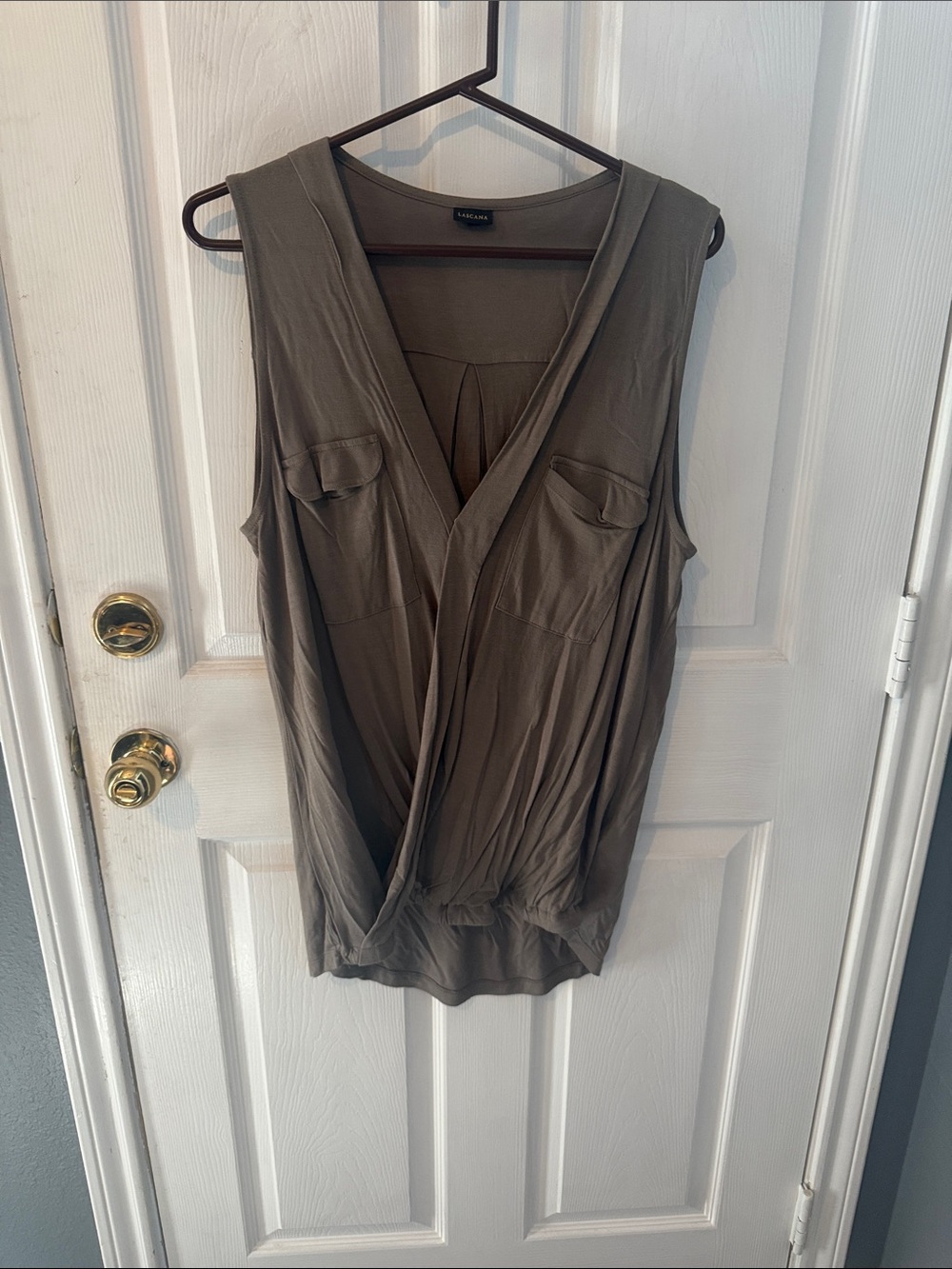 Lascana Olive Draped Sleeveless V-Neck Camisole